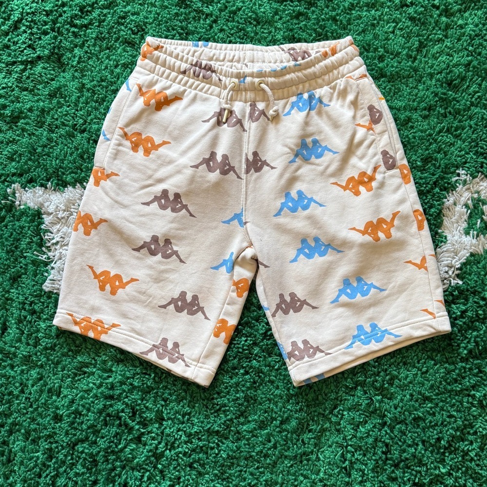 Kappa All Over Print Shorts Beige Blue Orange Brown Small Casual